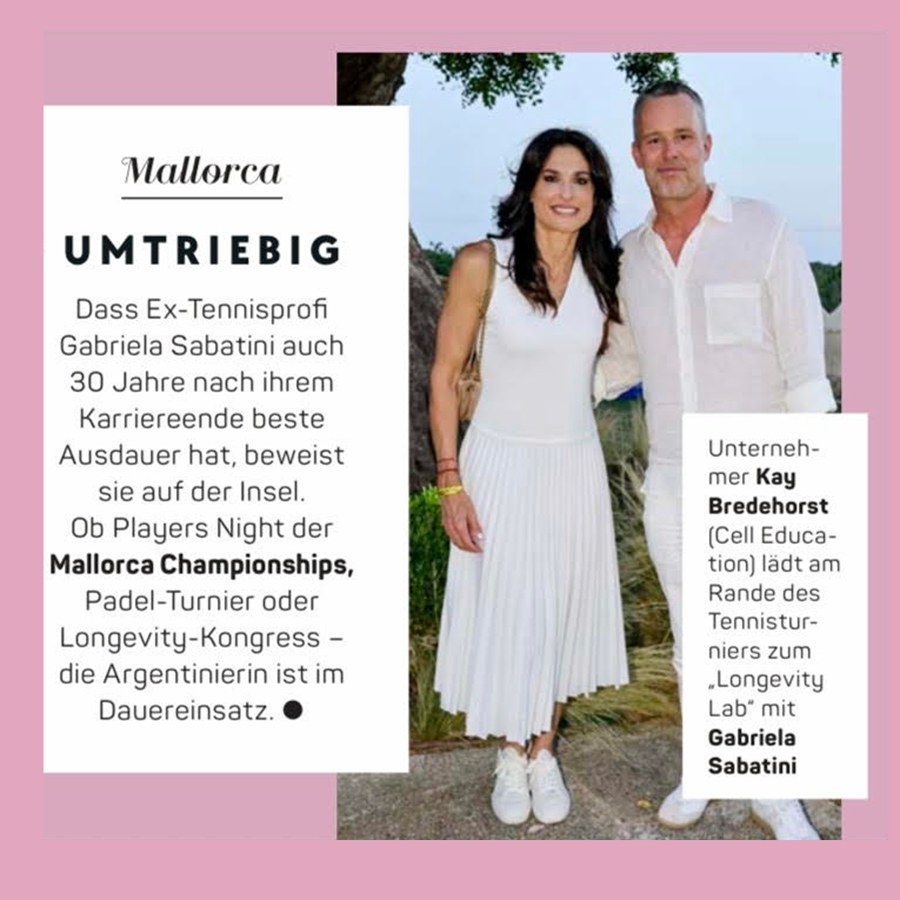 GALA Artikel über Gabriela Sabatini und Dr. Kay Bredehorst beim Longevity Lab