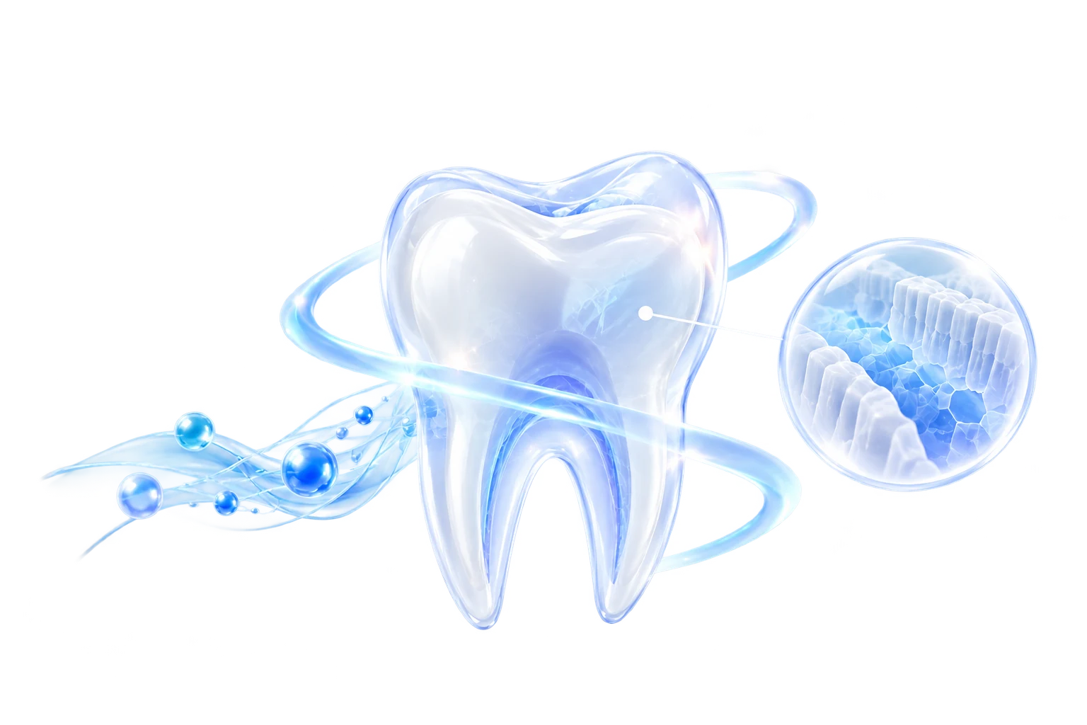Zahn im Liquid-Glass-Stil
